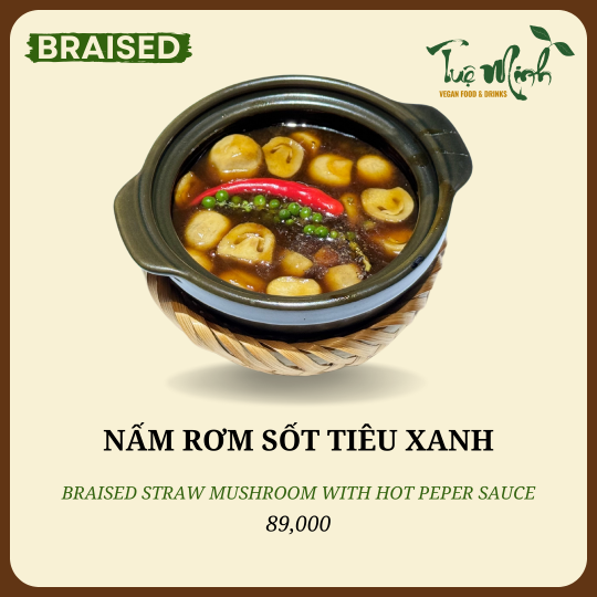 Nấm Rơm Sốt Tiêu Xanh
